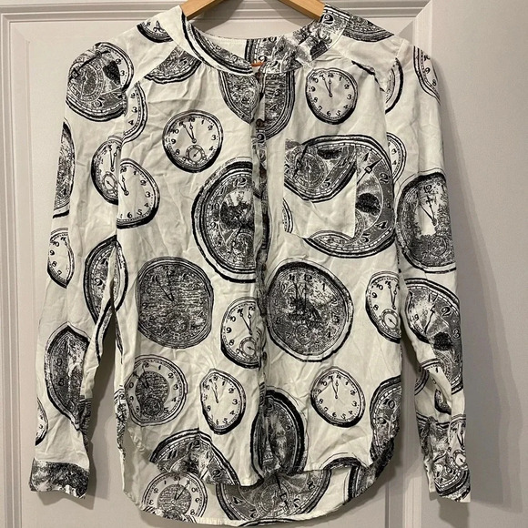 Limited Edition Anthropology 27 of 52 Conversations Clock Print Button Up Size 0 - Picture 4 of 5